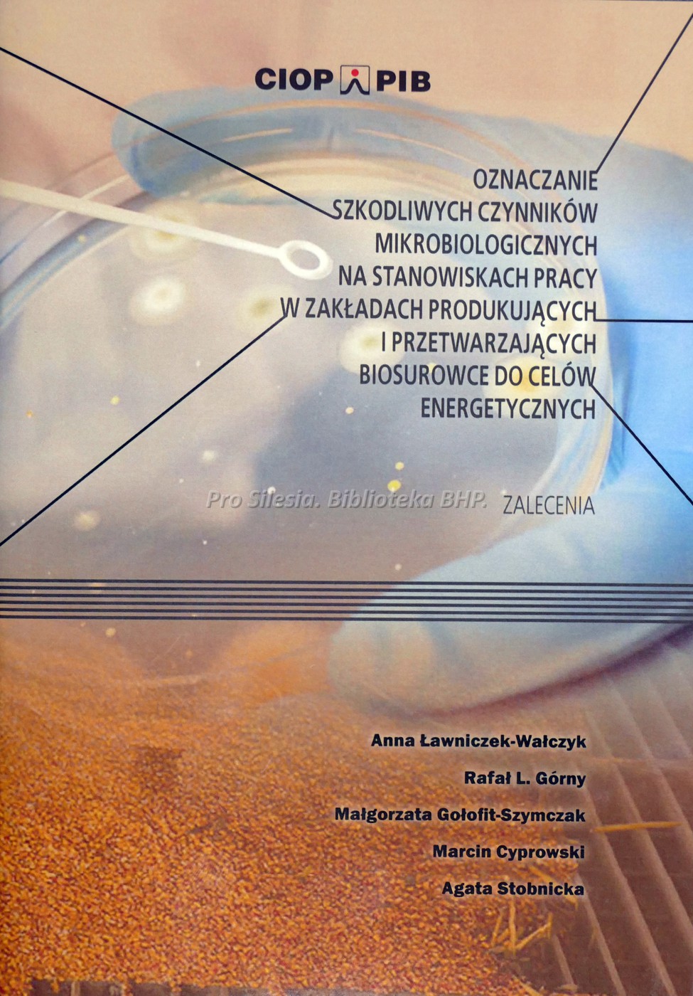 Oznaczanie szkodliwych czynników mikrobiologicznych na stanowiskach pracy w zakładach produkujących i przetwarzających biosurowce do celów energetycznych - zalecenia, wyd. CIOP-PIB